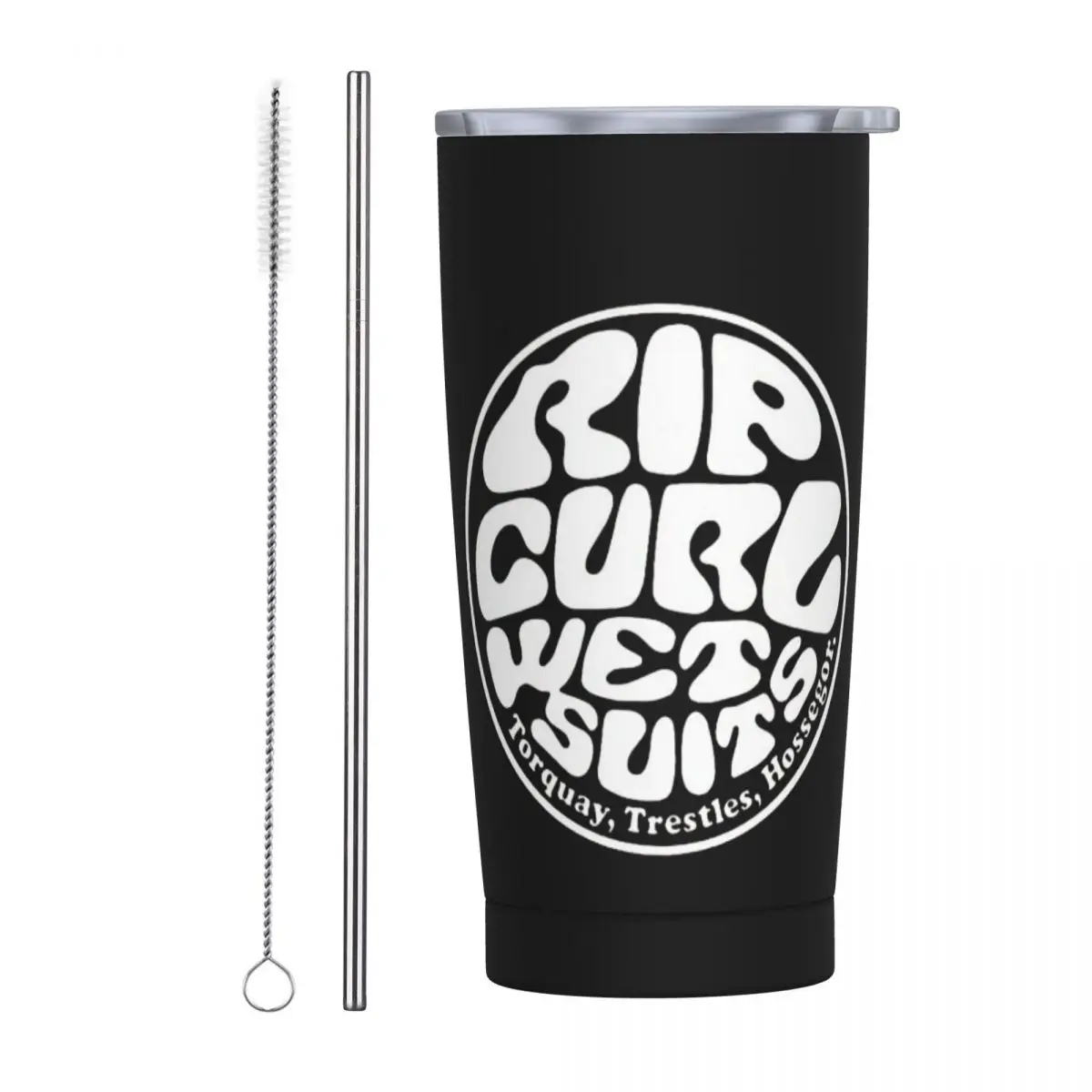 White Rip Curl Wet Suits Stainless Steel Tumbler Vacuum Insulated Mug Thermal Cold Cup Straws With Lid 20oz