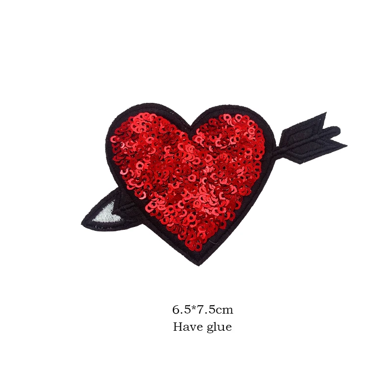 Wholesale patches Badges Sequins patch Heart-shaped Embroidery patch Clothing Accessories Letters Embroidered Iron on patches