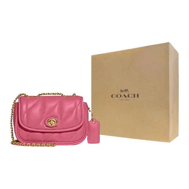 COACH Pillow Nappa Soft Leather Crossbody Bag, Shoulder Bag Women's Pink CA086-B4QDV