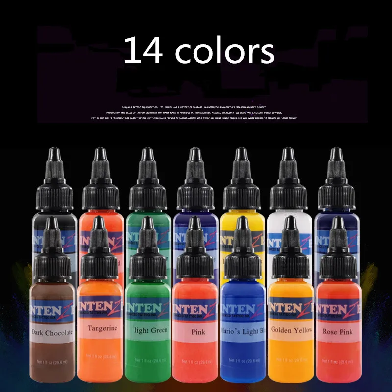 2020 New Professional Tattoo Ink Set 30ml / Bottle Tattoo Pigment Set 14 pieces Permanent Makeup Paint Body Paintingt for Tattoo
