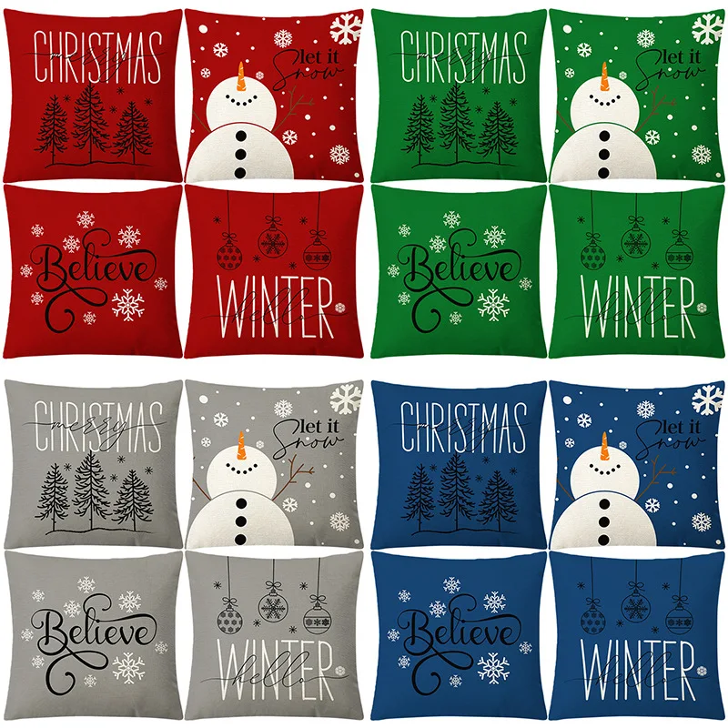 

Christmas Party Decoration Pillow Cover Christmas Snowman Simple Home Living Room Sofa Pillowcase