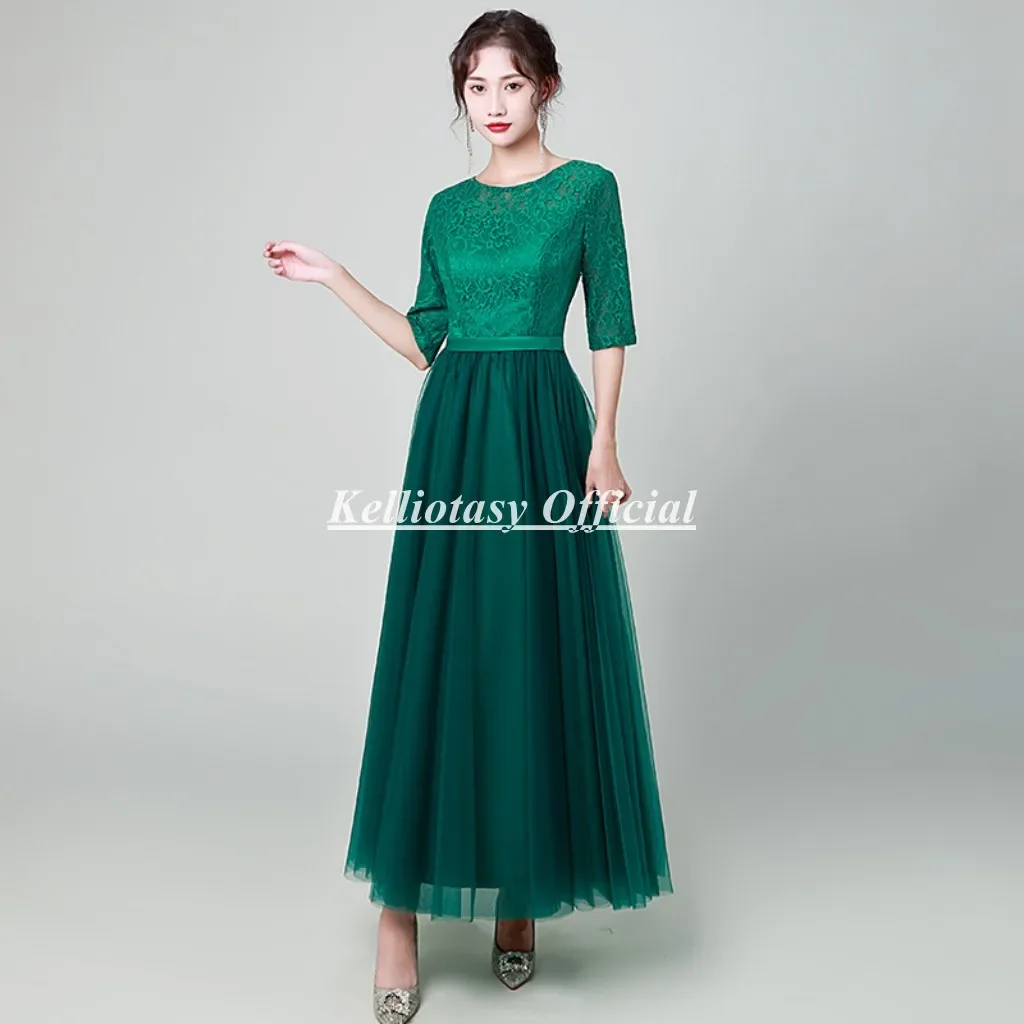 Green Mother Of The Bride Wedding Dress Ankle Length Customized Half Sleeve Mother Of The Bride Dresses For Wedding Modest