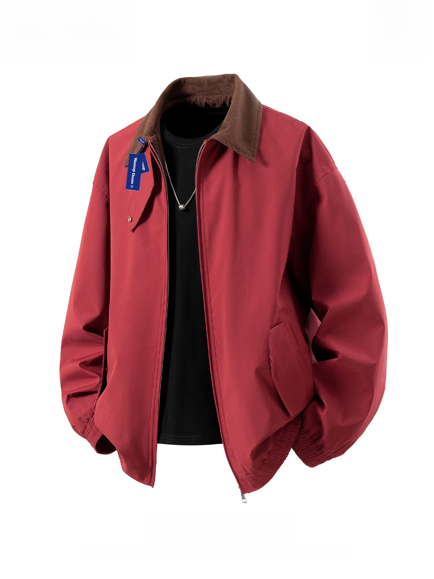 

Cleanfit Color Blo Design Trendy Men's Jaet High Street Sle Collared Outerwear Versatile for Autumn Season Youth Faion