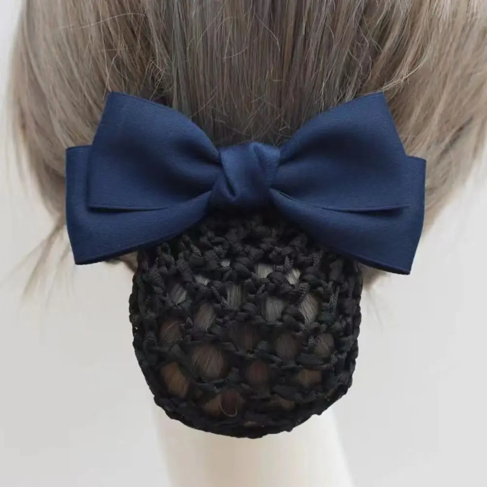 Elegant Ribbon Bowknot Spring Clip Headwear Hairpin Hair Net Cover Korean Style Hair Accessories Bun Snood Office