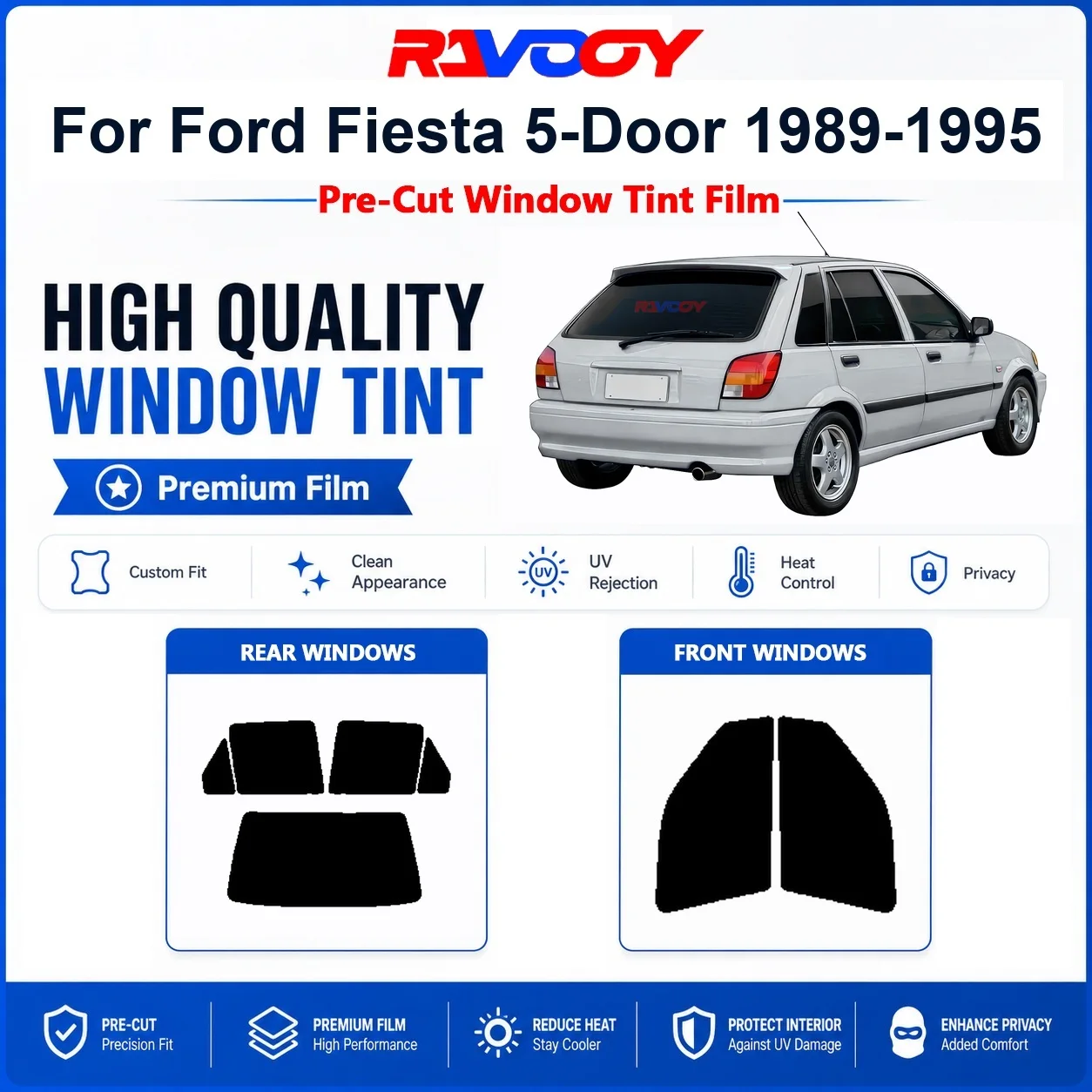 Película De Privacidad Para Ventanas Delanteras Y Traseras De Ford Fiesta 5 Puertas 1989-1995, Precortada, Con Protección Uv Y Rechazo De Calor. — -50%, 26.19€ Coupon, from 26.19€ – 50% descuento – €26.19