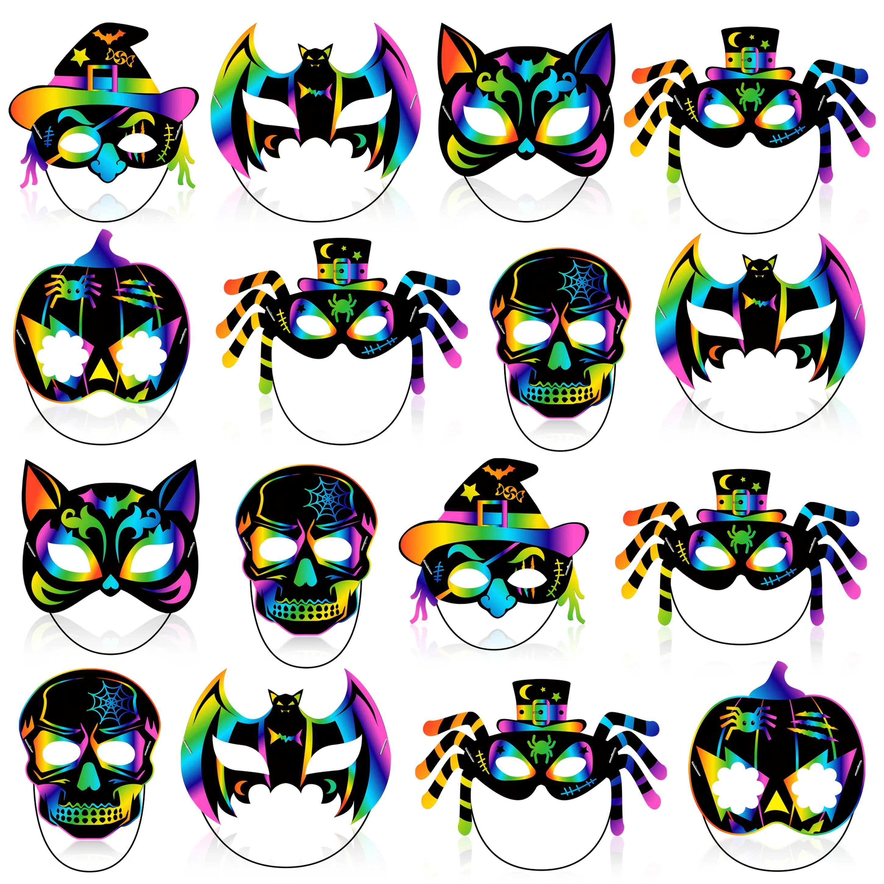 

24Pcs Halloween Party Photo Decoration DIY Decorative Masks Pumpkin Bat Spider Theme Suitable for Halloween Party Decoration