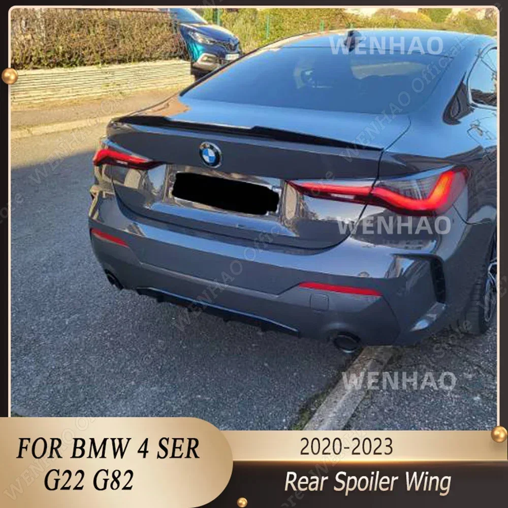 

For BMW 4 Series G22 G82 G23 G24 G26 i4 2020-2023 Style Glossy Black Rear Spoiler Boot Wings Car Trunk Lid Decklid Flap