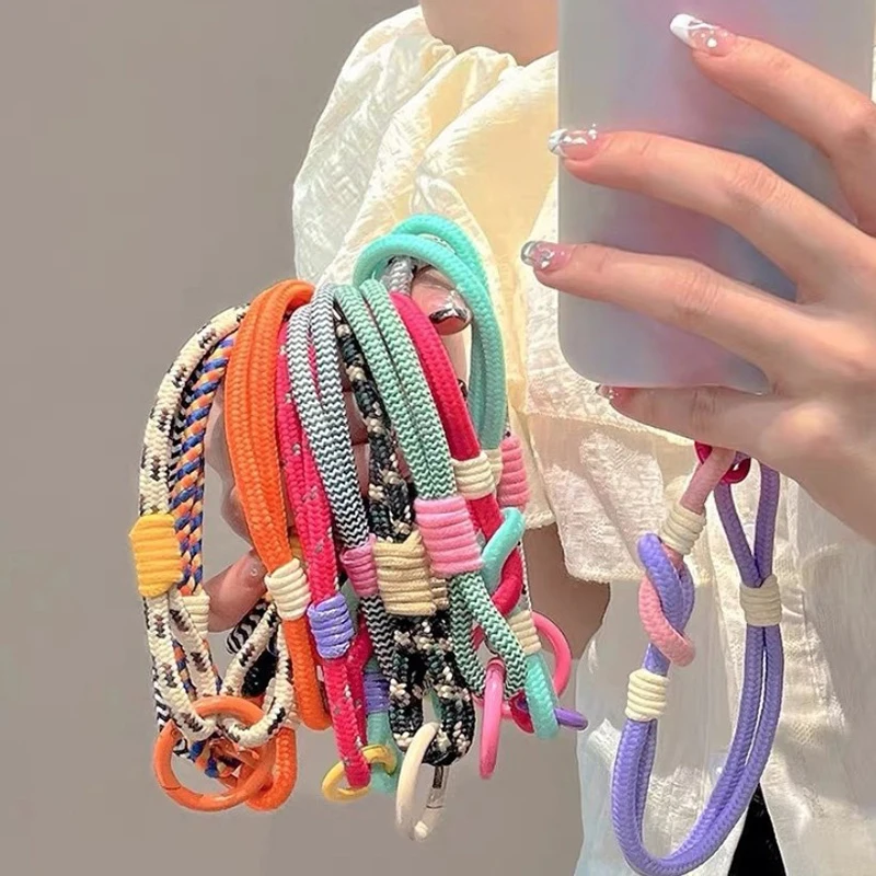 Stylish Lanyard Fluorescent Color Phone Strap Bag Braided Strips Keycord Hanging Trousers Accessories Keychain Wrist Rope