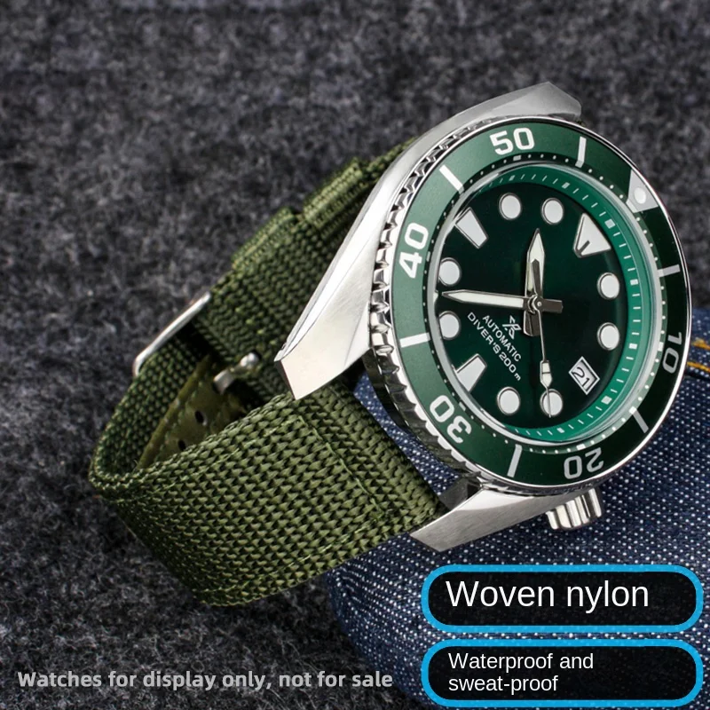 Woven double layer nylon strap suitable for Seiko No.5 Green Water Ghost Citizen Eco Drive TIMEX advanced thickened strap 22mm