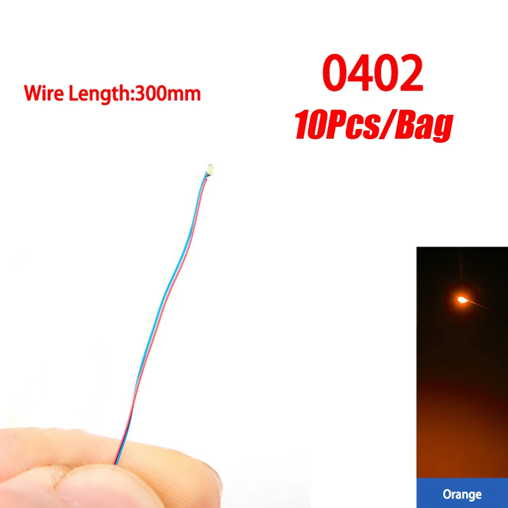 10 stks/partij Model 0402 0603 SMD LED Bedrade Chip Micro Led Voorgesoldeerde Lamp Spoorweg Model 30 cm 3 V DIY Model Kit Voor Gundam Scènes