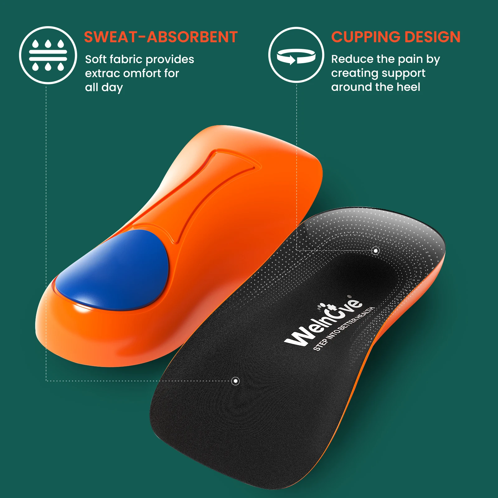 2 szt./para Sumifun Żelowe Poduszki na Pięty Podparcie Łuku Stopy Łagodzenie Bólu Zapalenia Rozcięgna Podeszwowego Zapalenia Ścięgna Achillesa Półwkładki