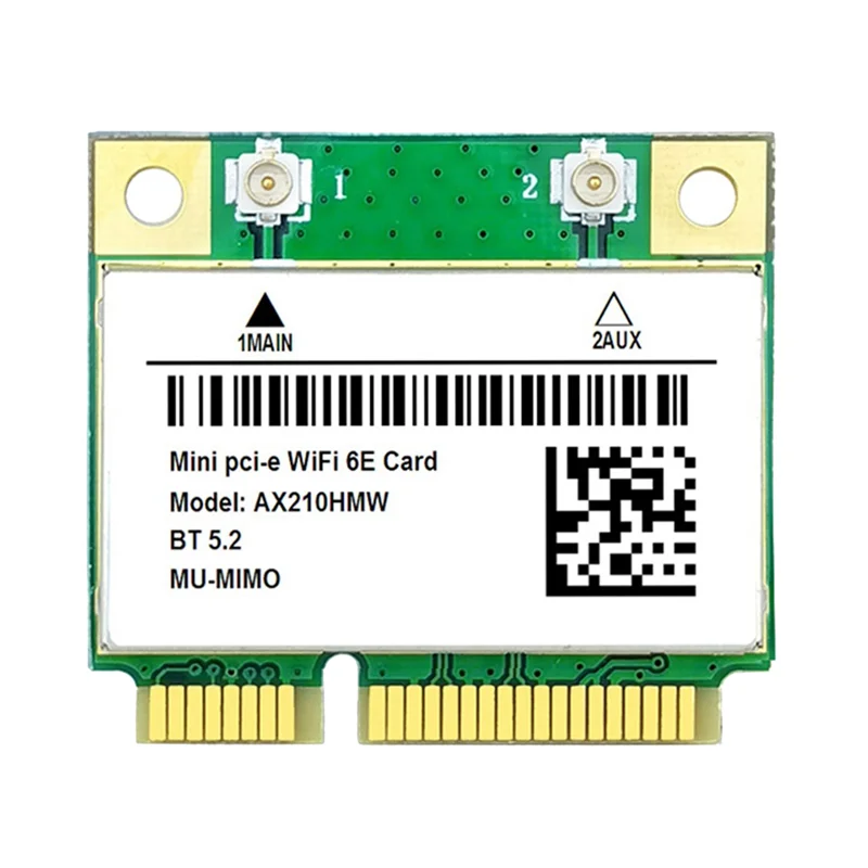 

Wi-Fi карта AX210HMW, Wi-Fi 6E Mini PCI-E AX210 802.11Ax/Ac 2,4G/Φ // 6G BT5.2 беспроводной адаптер для ноутбука