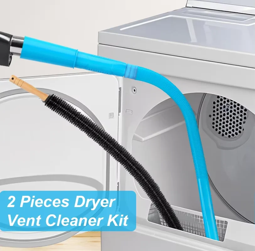 2Pcs Dryer Vent Cleaner Kit Universal Vacuum Cleaner Attachment Hose Dryer Lint Remover for Most Cleaning Hose for Clogged Ducts