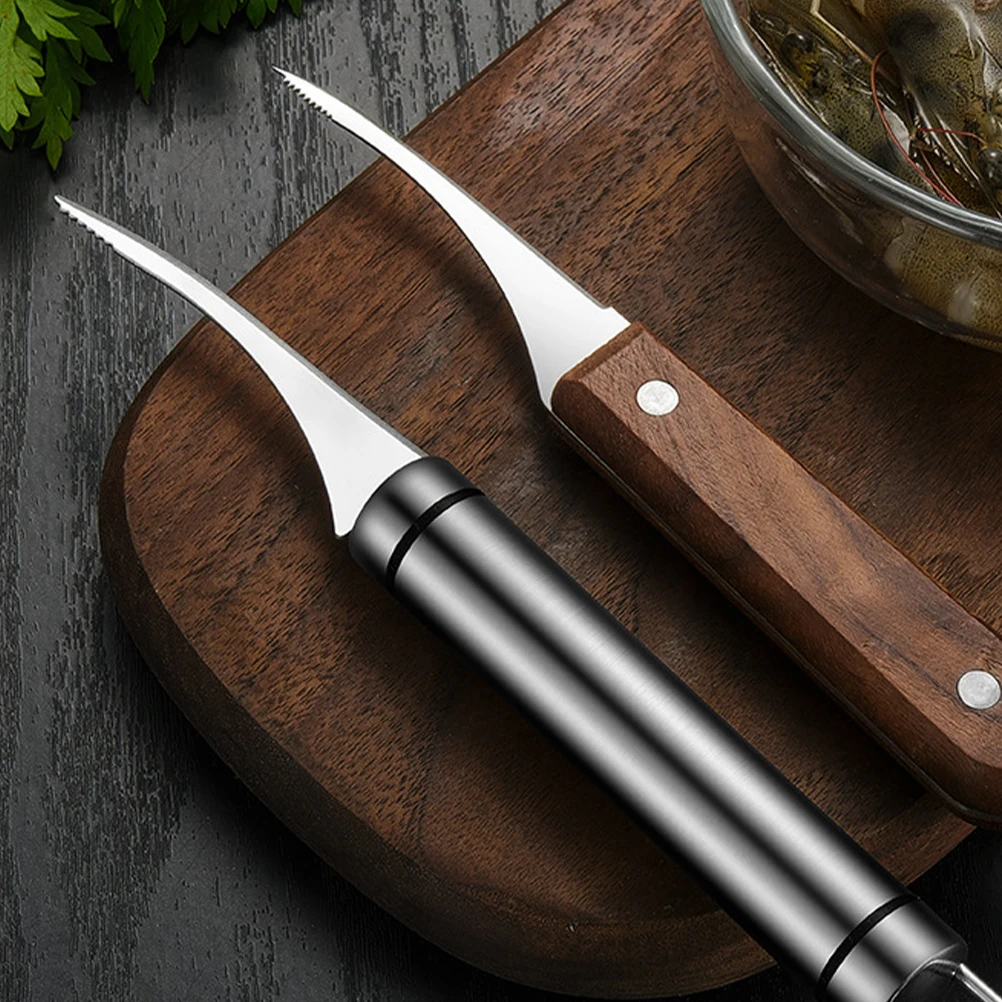 

2pcs Stainless Steel Opener Rustproof Line Cutter Fish Belly Opener Kitchen Gadgets Seafood Tool Easy To Use Shrimp Peeling Tool