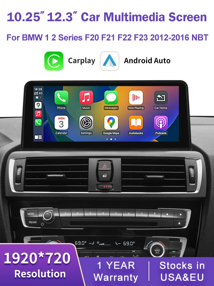 10,25 "12,3" Drahtlose CarPlay Android Auto 1920*720 Multimedia Display Bildschirm Für BMW Serie 1 2 F20 F21 F22 F23 F45 F46 Radio