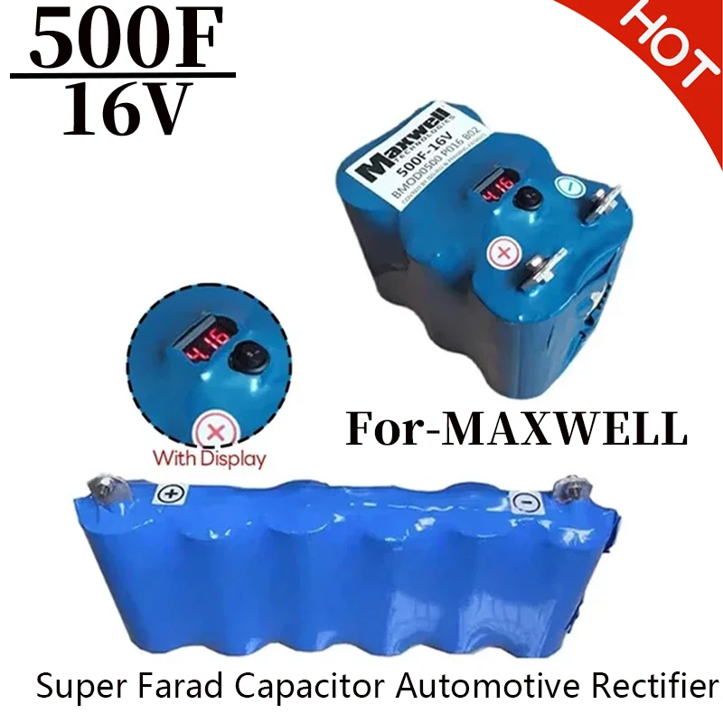 16V 500F 2.7V 3000F Car Rectifier with Equalization Board Voltage Display Audio Capacitor Suitable for Maxwell Super Capacitor