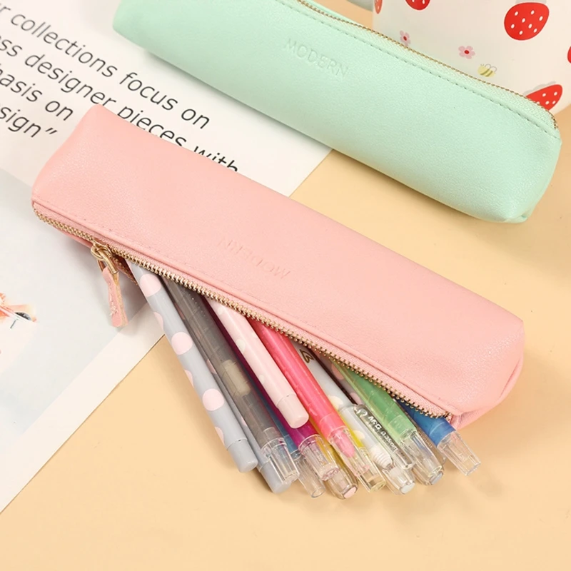 หนังแบบพกพากระเป๋าดินสอ Pouch Pensil ผู้ถือกระเป๋า Pouch Pensil สำหรับโรงเรียนสำนักงาน