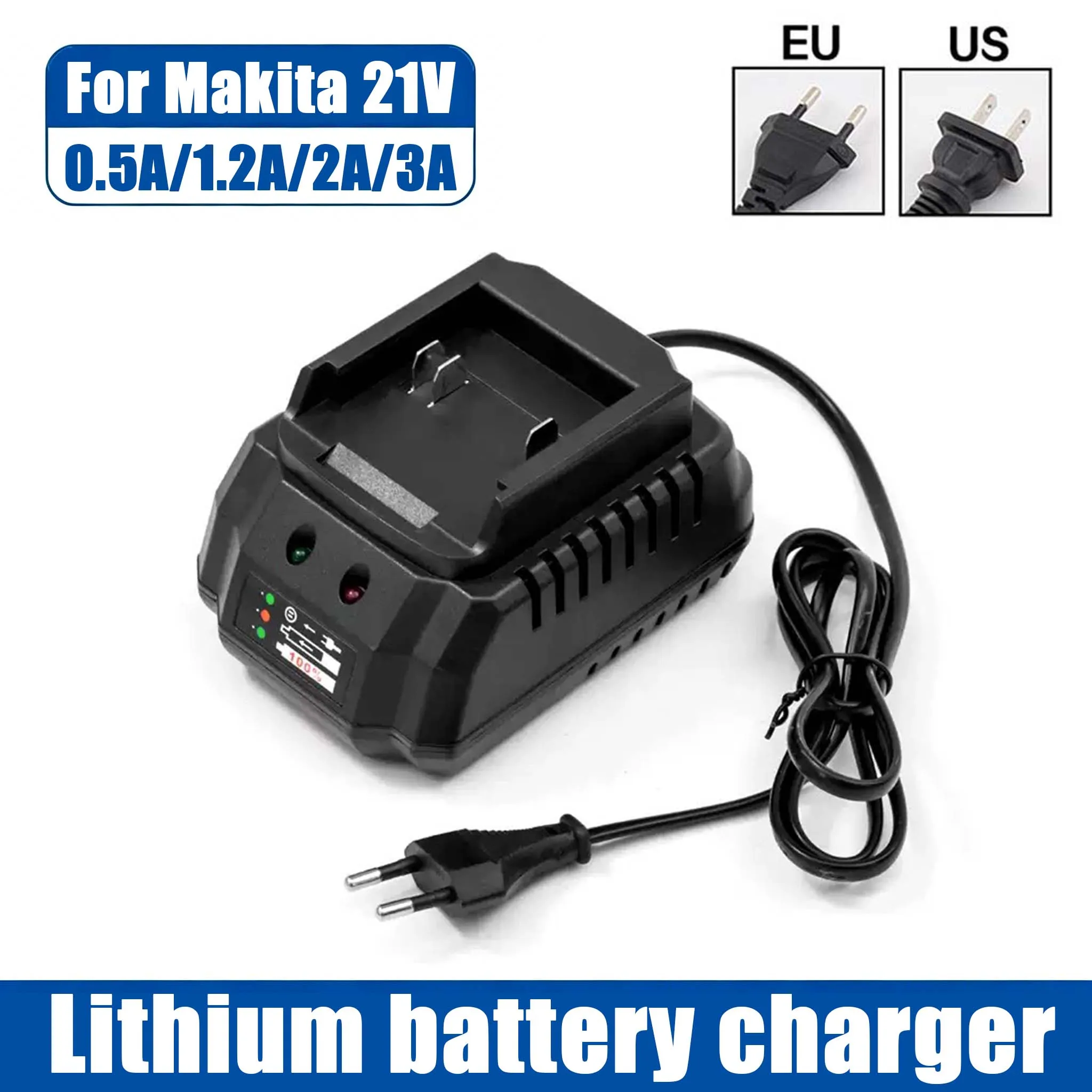 EU US Charger for 21V 2A Makita Model Lithium Battery Apply to Cordless Drill Angle GrinderSpray Gun Electric Blower Power Tools