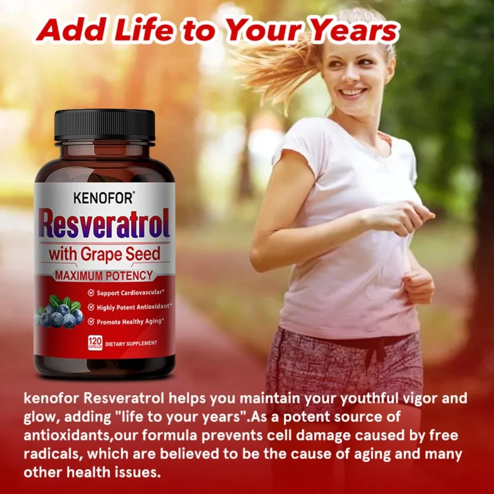 Resveratrol Complex Potent Antioxidant & Skin Health Support with Grape Seed, Green Tea, Ashwagandha, Black Pepper