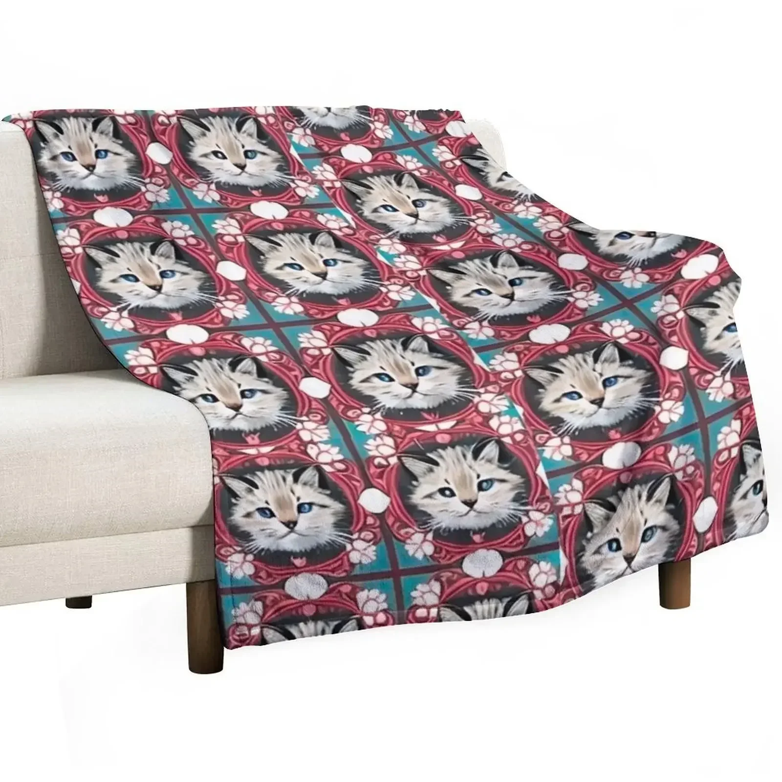 modello gatto Coperta da tiro Regalo personalizzato Coperte di design di lusso da picnic