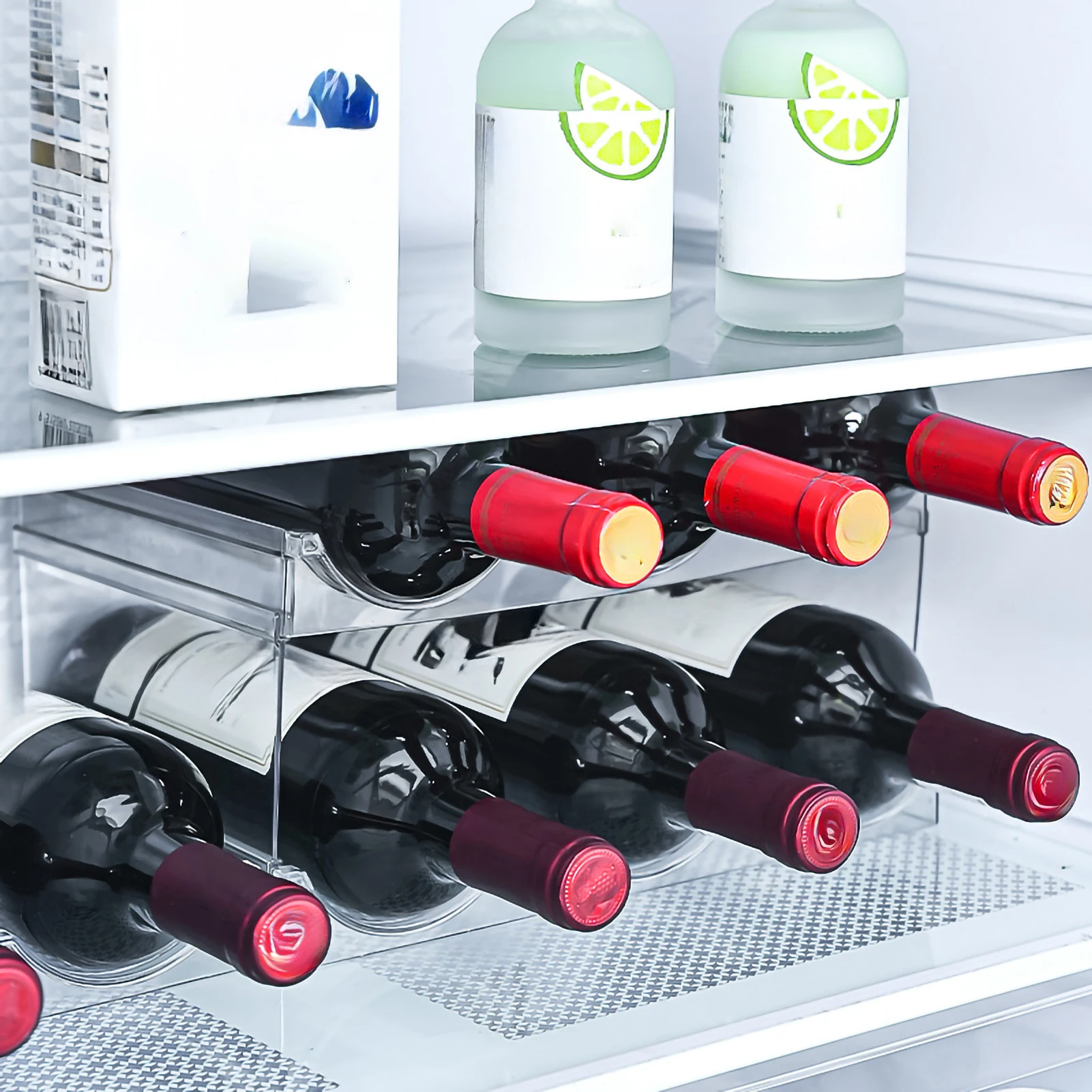 2/3/4 Layer Water Bottle Clear Storage Rack Stackable Wine Bottle Holder Cup Organizer for Kitchen Cabinet Countertop Fridge