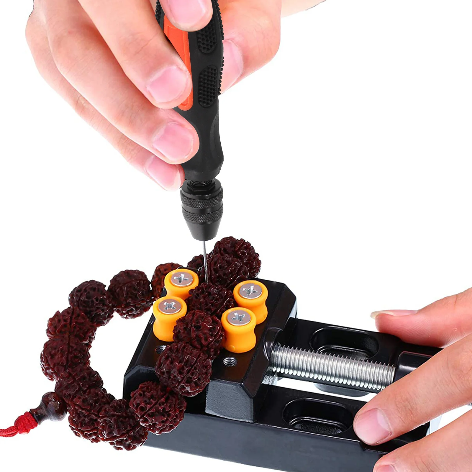 

Manual Hand Drill Precision Woodworking Set Durable Mini Hand Drill Modelers Tool for Wood Plastic Amber Walnut