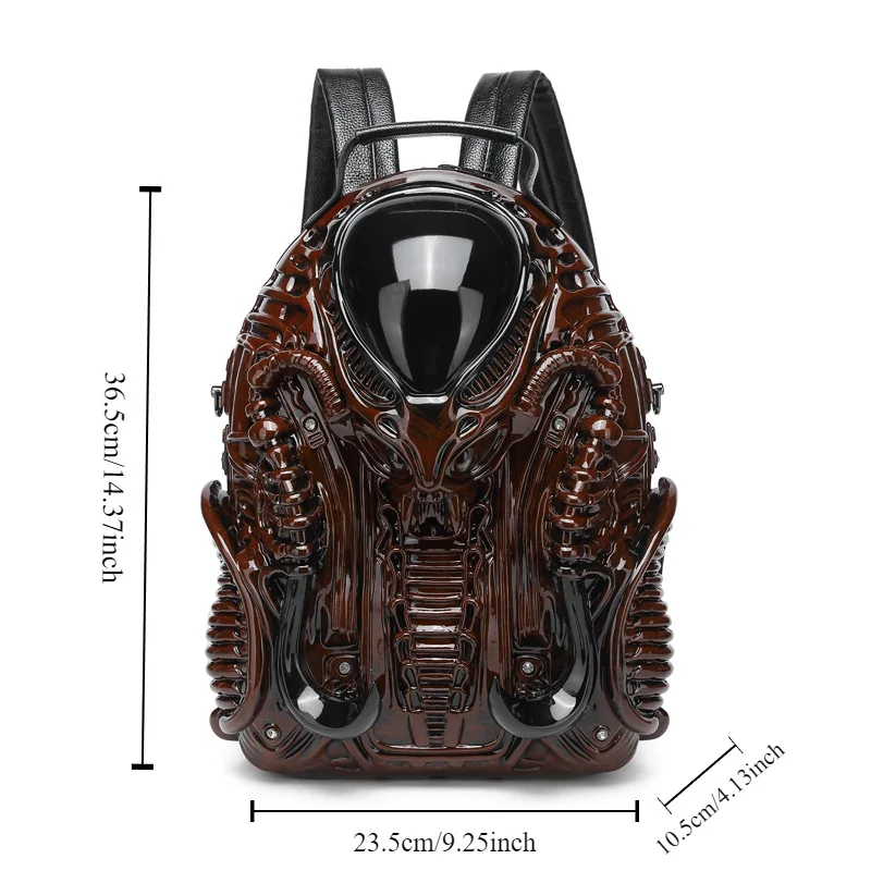 Predator กระเป๋าเป้สะพายหลังรูปพิเศษ Y2k แฟชั่นที่ไม่ซ้ํากันรูปพิเศษสงครามนักรบเหล็ก Street Punk บุคลิกภาพ Creative Tide Cool