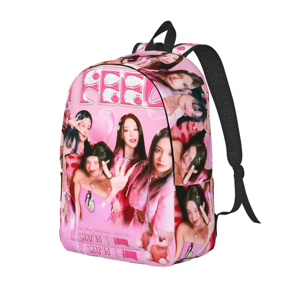 Mochila Clássica K-Pop com Bolso, High School Hiking, Mochila de Viagem para Homens e Mulheres, Sacos de Lona Universitária G, I-Dle, Grupo Feminino