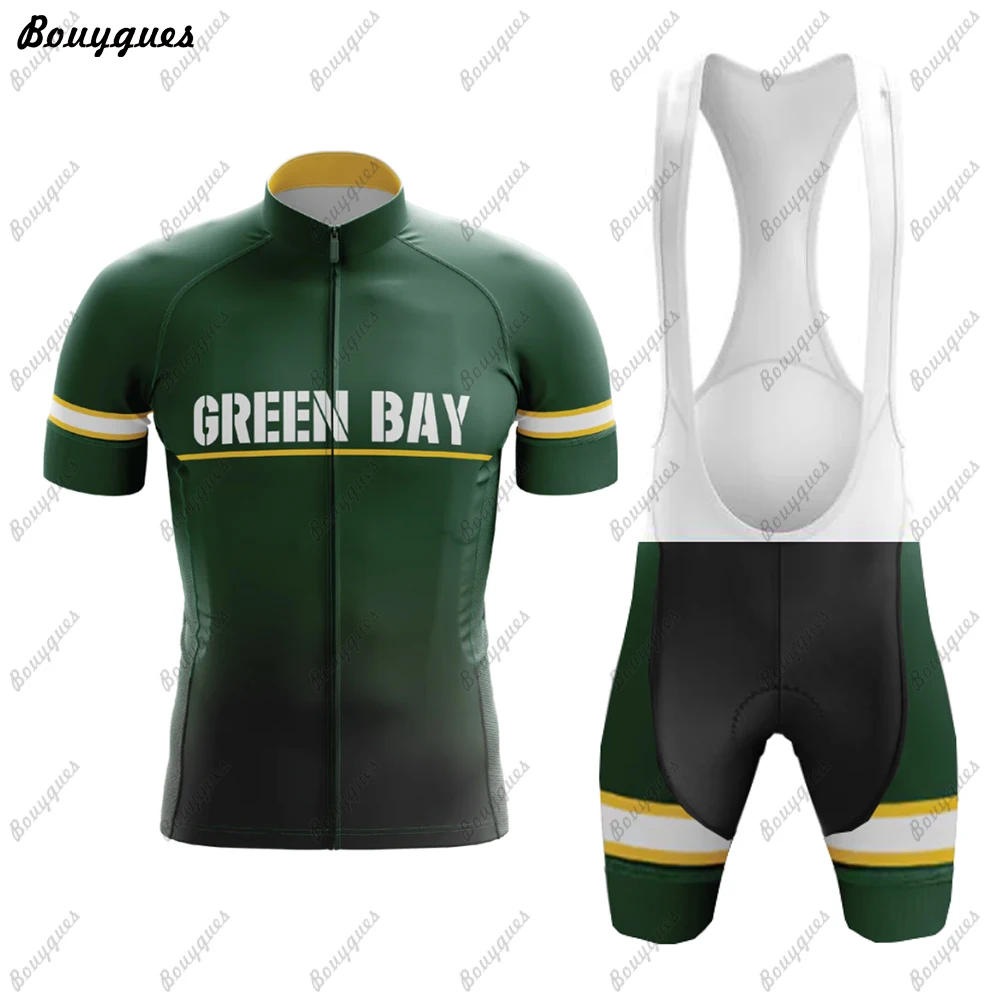 Pro Team GREEN BAY Cycling Jersey Set Summer MTB Race Bicycle Clothing Short Sleeve Ropa Ciclismo Outdoor Riding Bike Uniform