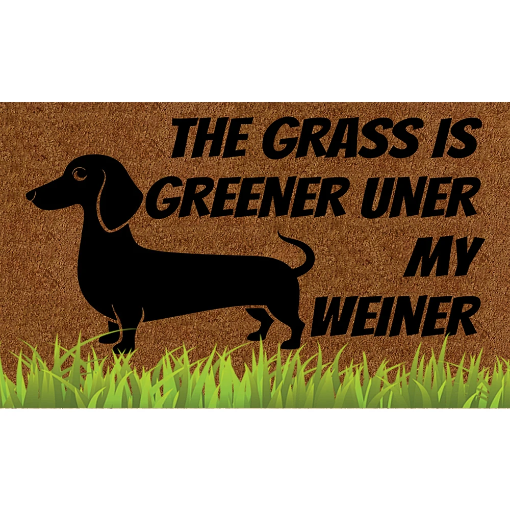 The Grass Is Greener Under My Weiner Doormat Outdoor Anti-Slip Rubber for Entryway Indoor Front Porch Decor Rug Dog Door Mat