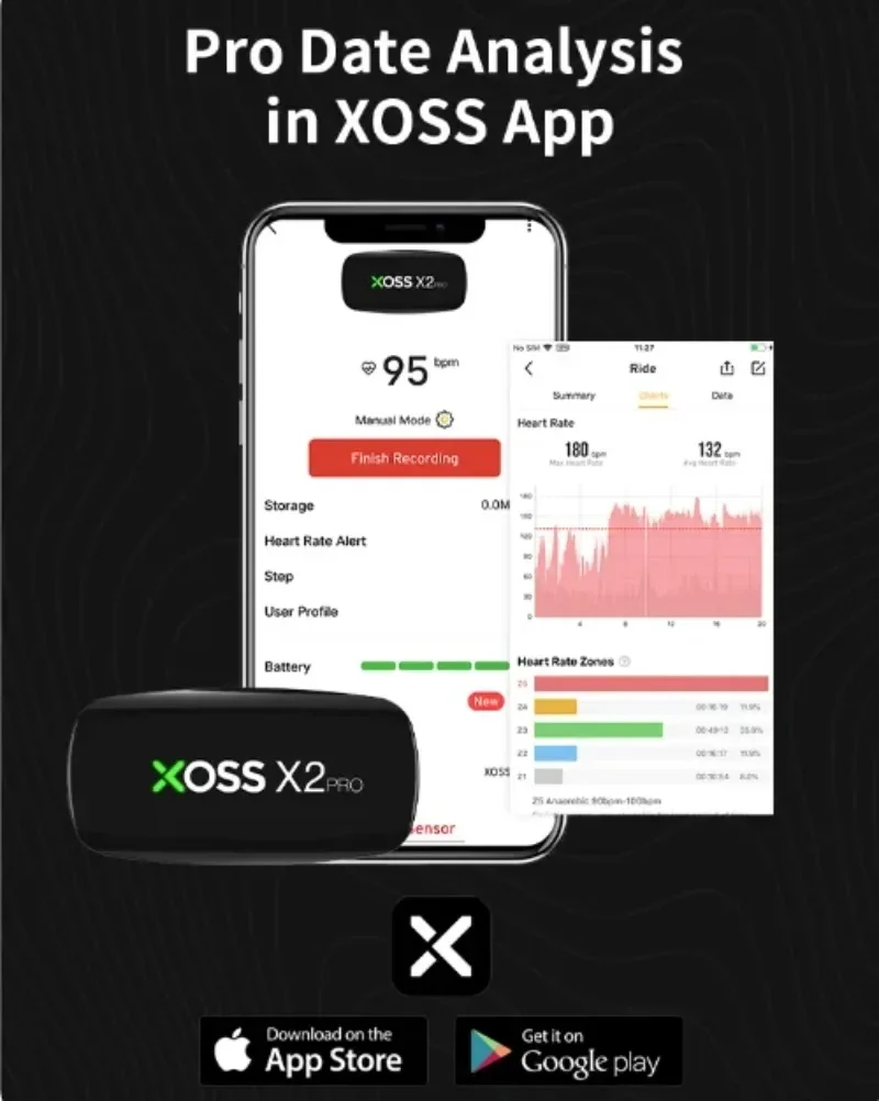 XOSS X2 Pro Heart Rate Sensor Independent Record Chest Strap HRM Monitor Bluetooth ANT+ Health Fitness Smart Bicycle Sensor