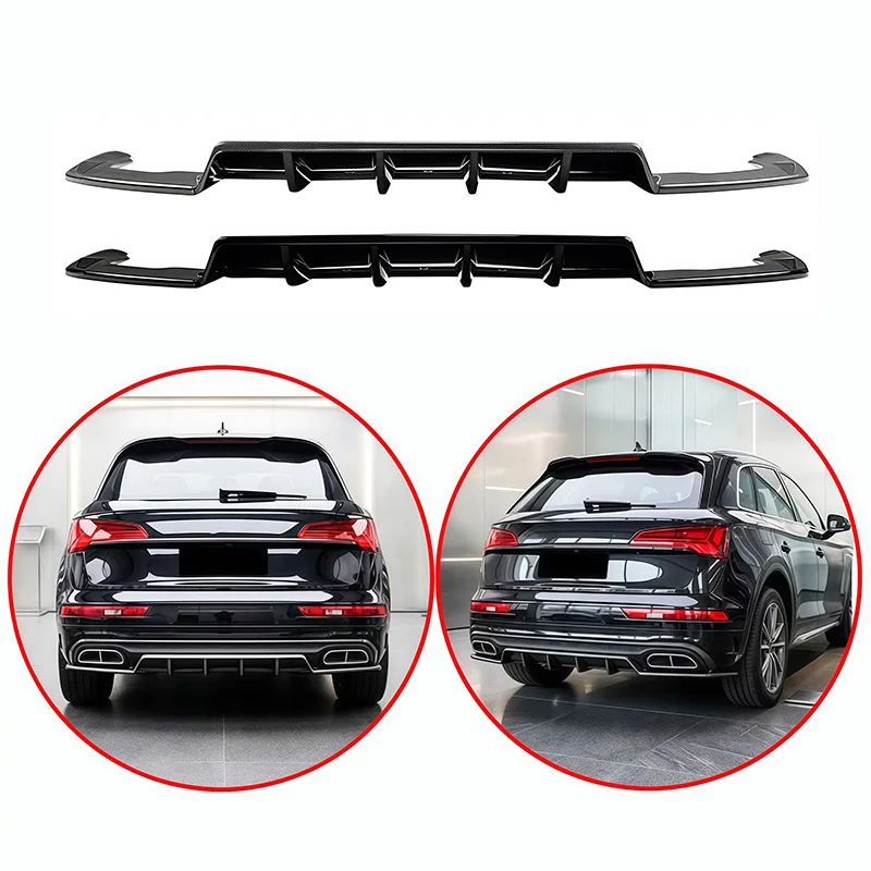 

Applicable To Audi Q5 FY Later Sline 2021-2024 High Quality ABS Car Rear Bumper Lip Spoiler Glossy Black Carbon Fiber Look