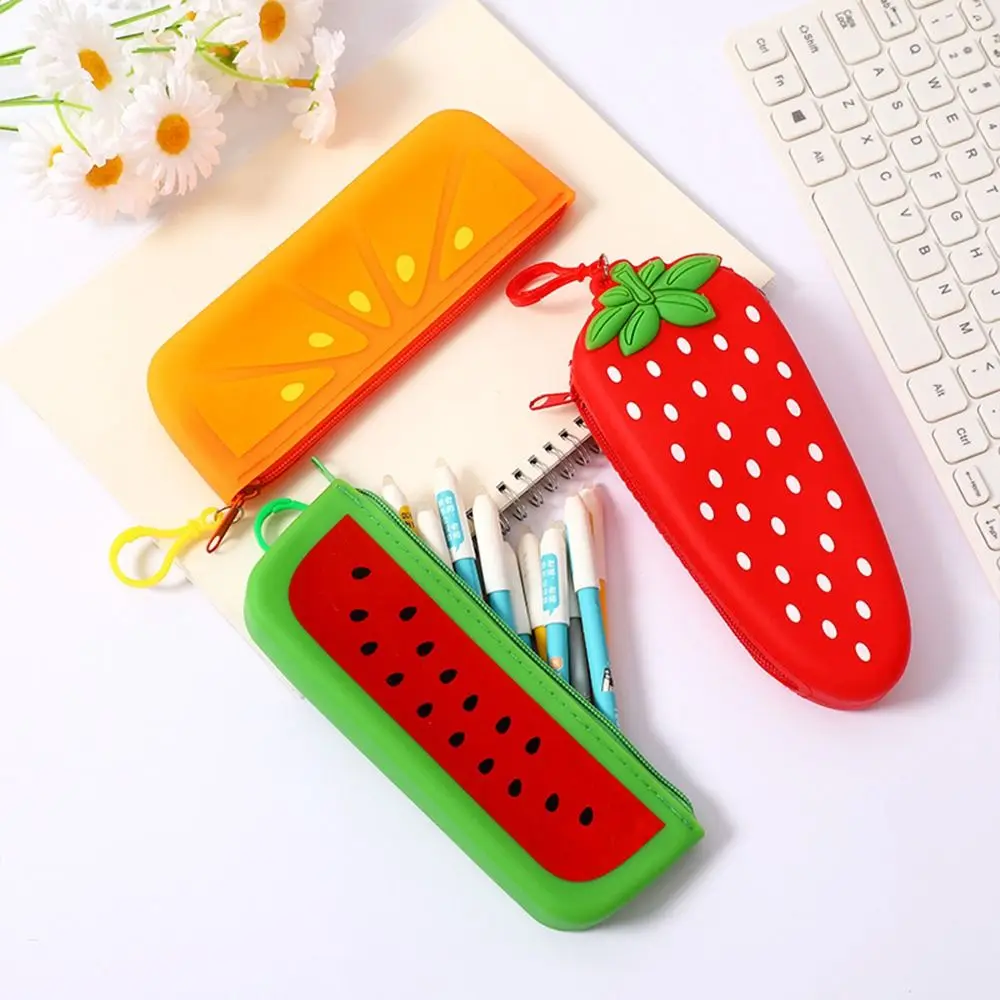 Multi-functional Silicone Pencil Case Cat Paw Design Large Capacity Pen Bag Simulated Fruit Stationery Pouch School Office