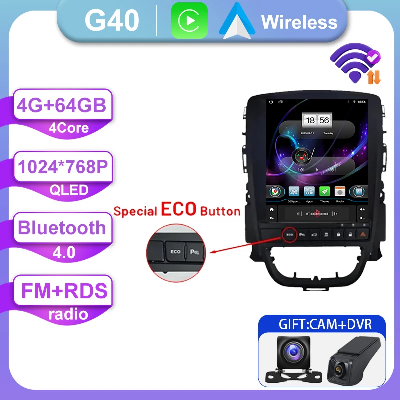 Autoradio Voor Opel Astra J 2009-2015 Android Auto GPS Navigatie Head Unit Multimedia Video Player 5G WIFI Carplay Geen 2din DVD - afbeelding 1