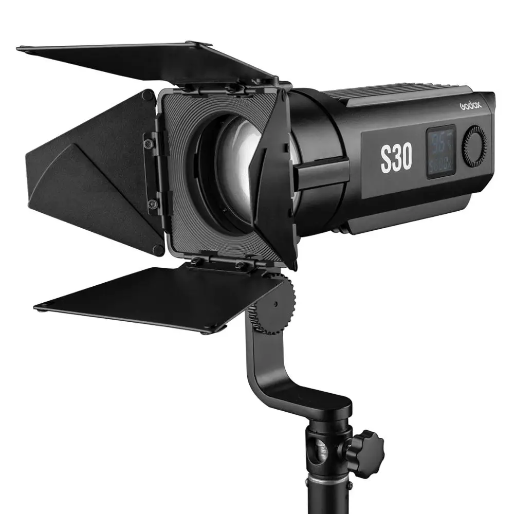 Godox 30Ws LED Photography Continuous adjustable Light S30 + Barn Door For Professional Photography