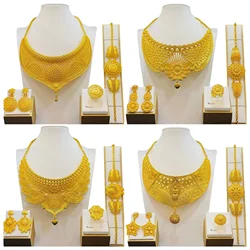 African Dubai Thailand 24K Gold Plated Bead Necklace Bracelets Set Indian Bridal Accessories Gifts Luxury Jewellery Necklace