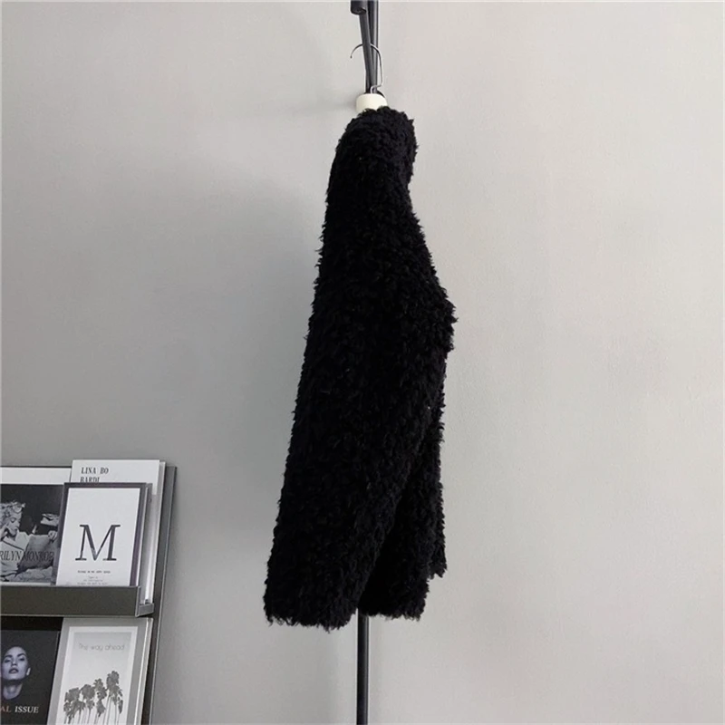 2023 Winter New Real Wool Fur Suit Collar Jacket Lady Sheep Shearling Warm Short Casual Coat PT487