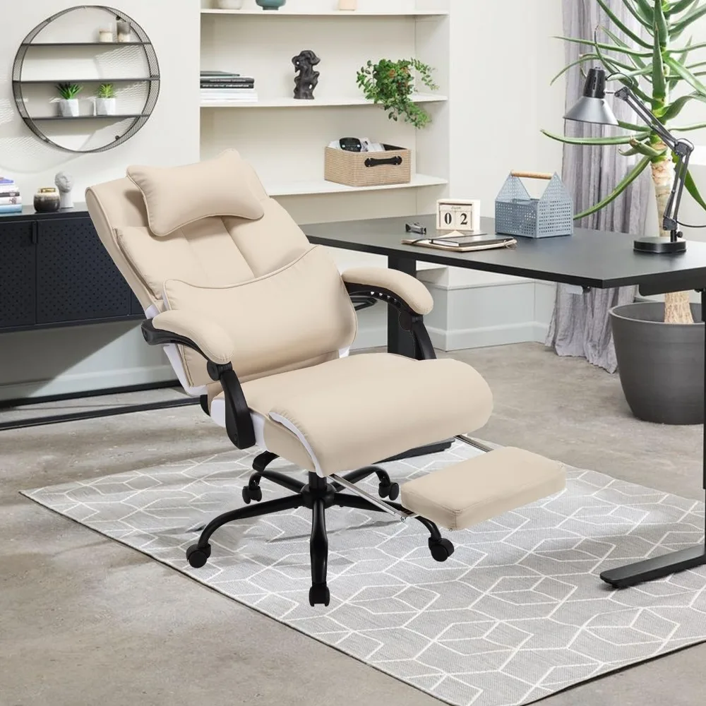 كرسي مريح للاستلقاء مع مسند للقدمين ودعم قطني للاستخدام المكتبي التنفيذي