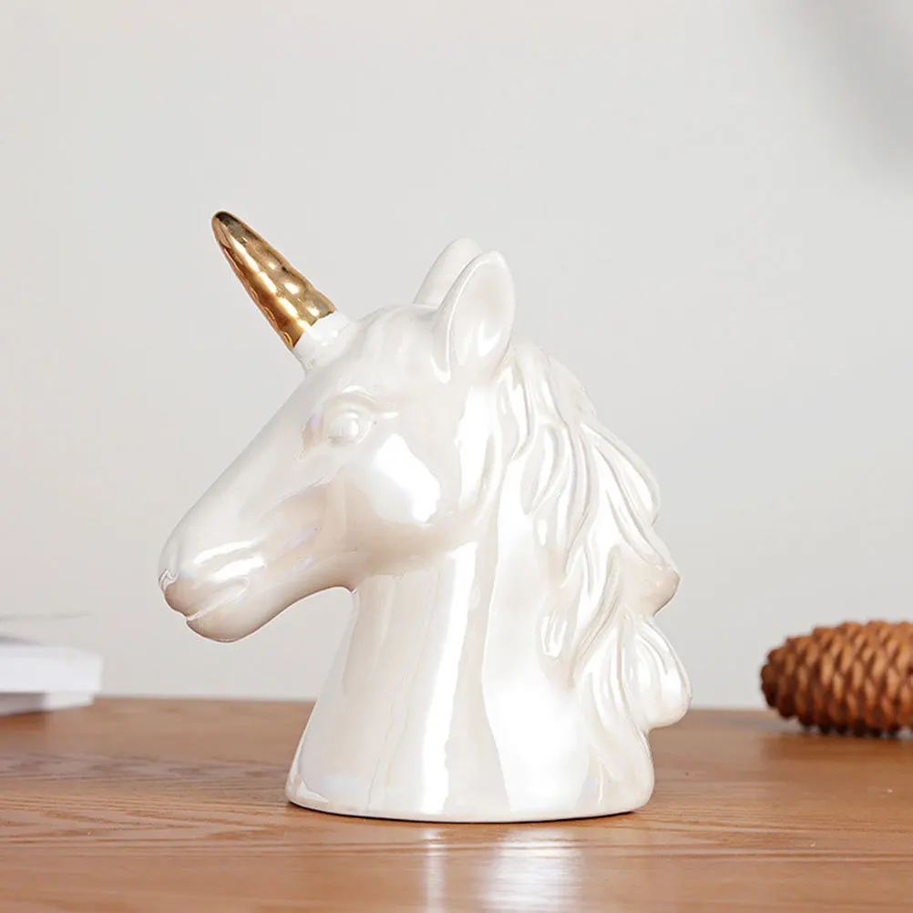 

1pc Simple Art Saving Jar Unicorn Money Box Money Holder Artistic Coin Bank Desktop Decoration for Home White