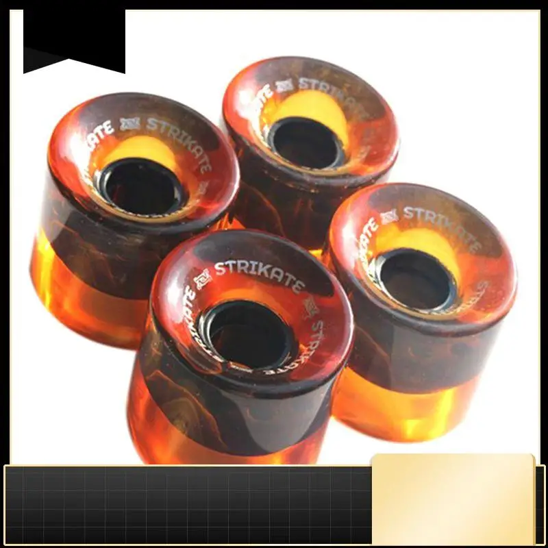 N33R-STRIKATE 4Pcs 60X45mm PU Wheels Long Board Cruiser Wheels Skateboard Wheel, Transparent Orange