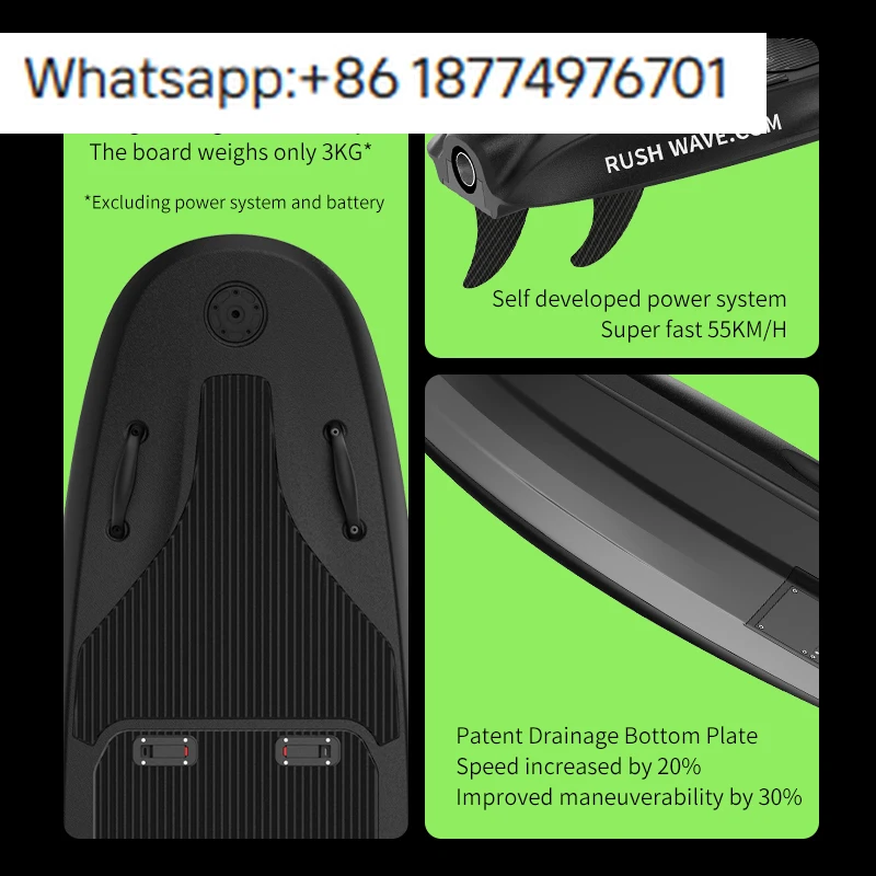 RUSH WAVE Black Rider G2 High-Performance Electric Jet Board for Surfing 55KM/H Waterproof Beginner-Friendly Factory Sale