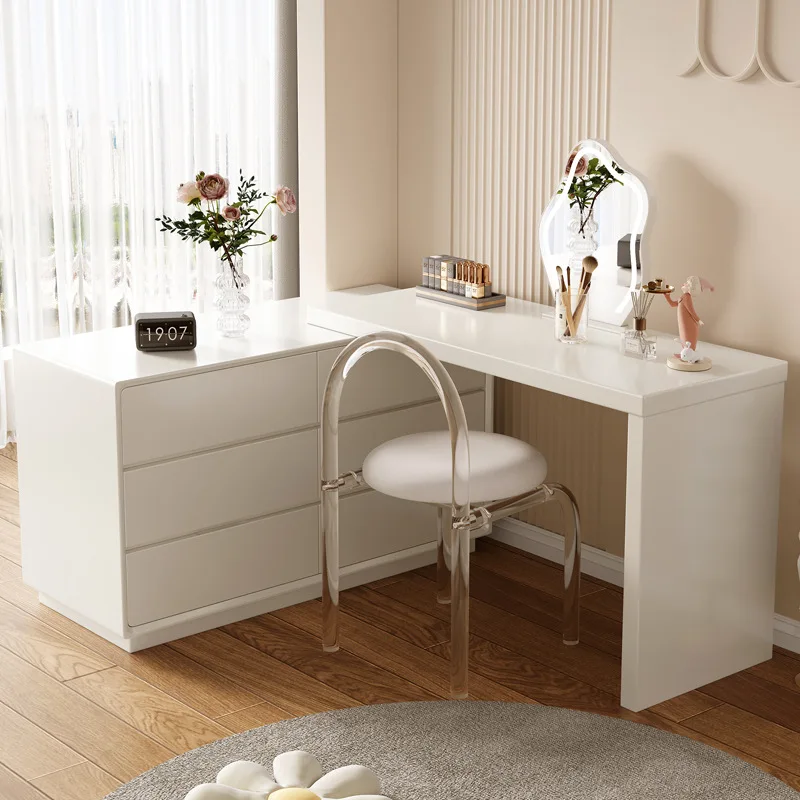Cream style solid wood dresser, chest of drawers, integrated bedroom, small apartment, corner bedside cabinet, household Interne