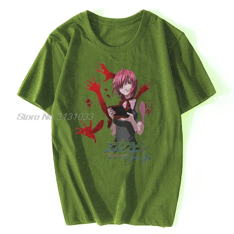 Men's T-Shirt Elfen Lied Mirai Nikki Cotton Fabric Tee Short Sleeve Gasai Yuno Anime Manga Future Dairy Comic Yandere T Shirt