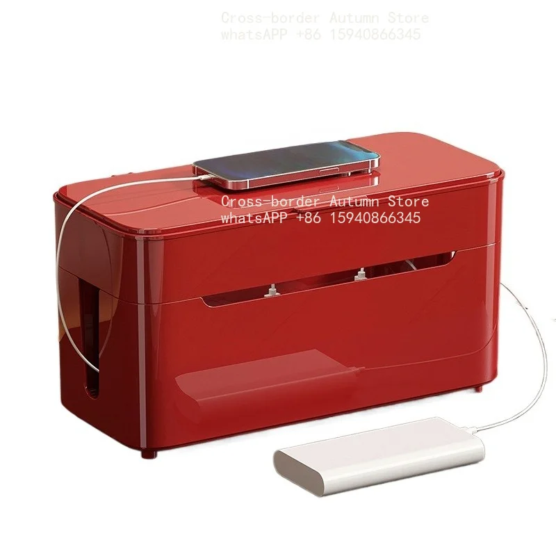 charging cable storage box desktop data cable organization box with lidcompartments and cable management box