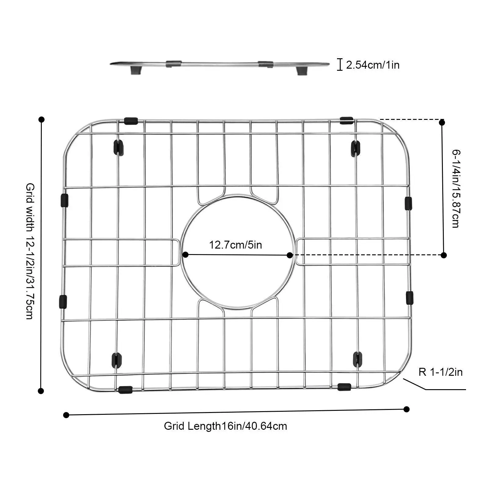 Griglia di protezione per lavello inferiore da cucina Griglia metallica Acciaio inossidabile 304 16" X 12-1/2"