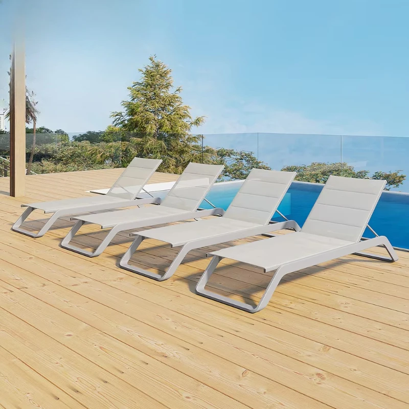 

Уличная алюминиевая мебель Уличные штабелируемые шезлонги Регулируемые металлические шезлонги для бассейна