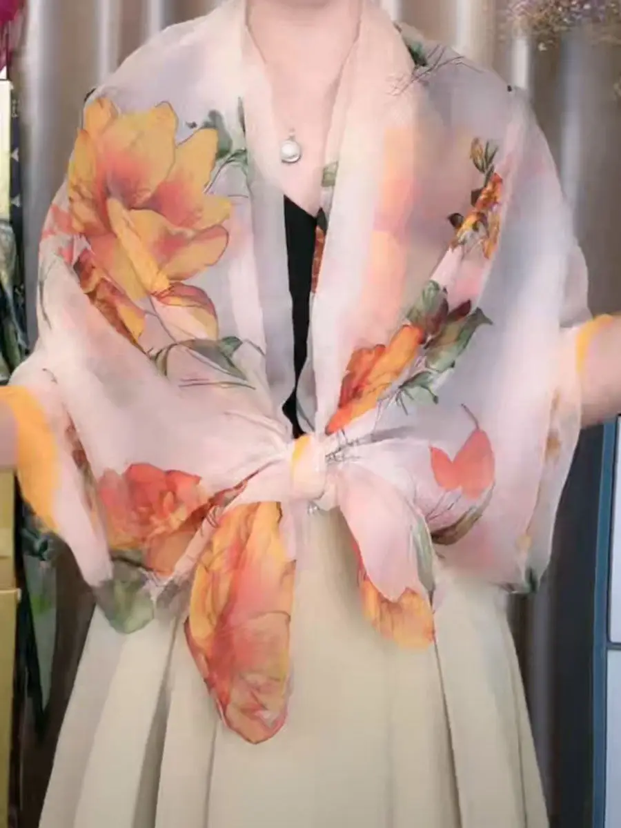 

2024 Summer New Shawl New Style Sunscreen Scarf for Women Sun Protection Shawl Soft Beach Shawl Bikini Cover Printed YC639