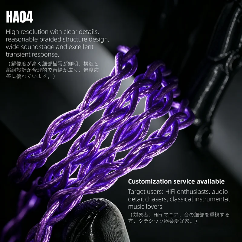 XINHS HA04 Salem Litz Construction HiFi-Kopfhörer-Upgrade-Kabel 0,78 mm MMCX für MK4 Legacy2 Blessing3 Variationen – Detail 1