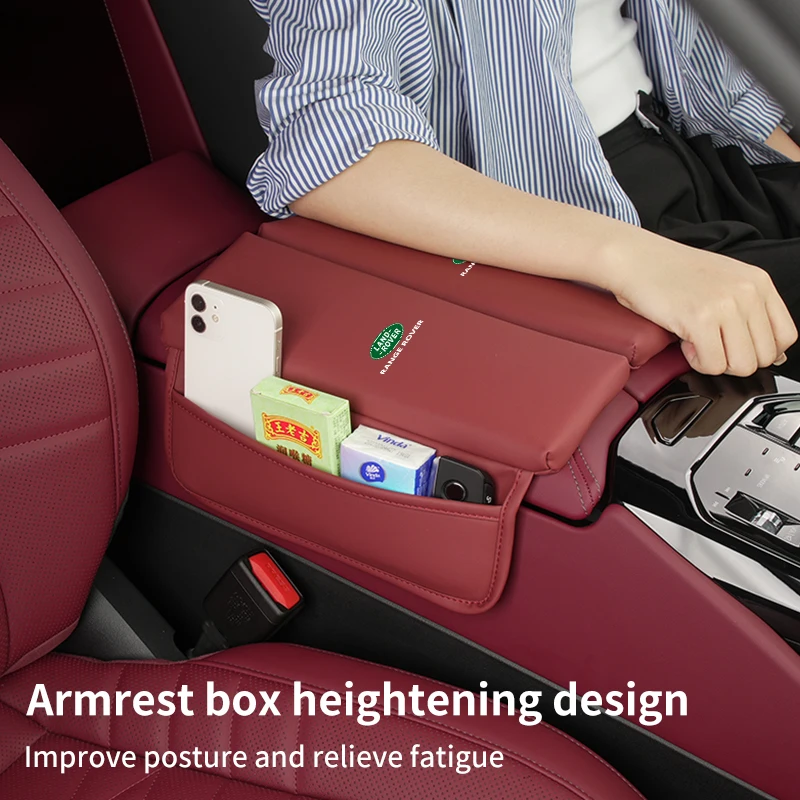 Car Armrest Storage Booster Cushion Console Dual Opening Armrest Pad For Land Rover Freelander L2 LF Range Rover Evoque 3 4 Disc