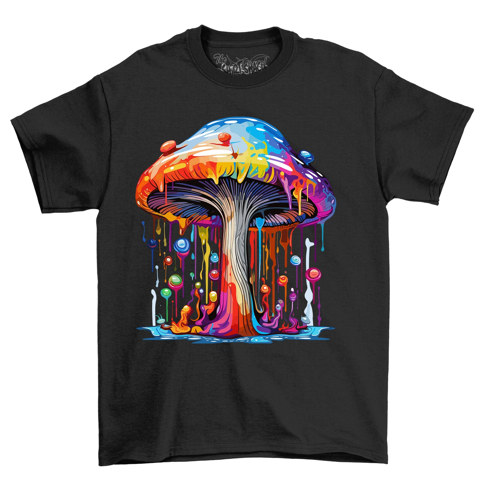

Giant Mushroom Paint Drip Design - Funny and Trippy! Unisex Printed T-shirt to S